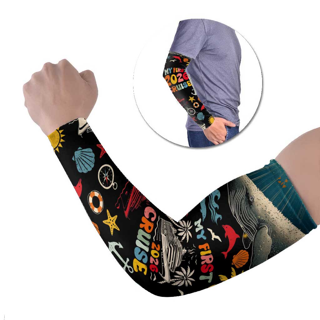 My First Cruise 2026 Arm Sleeves Vacation Groovy Family Cruise Ship