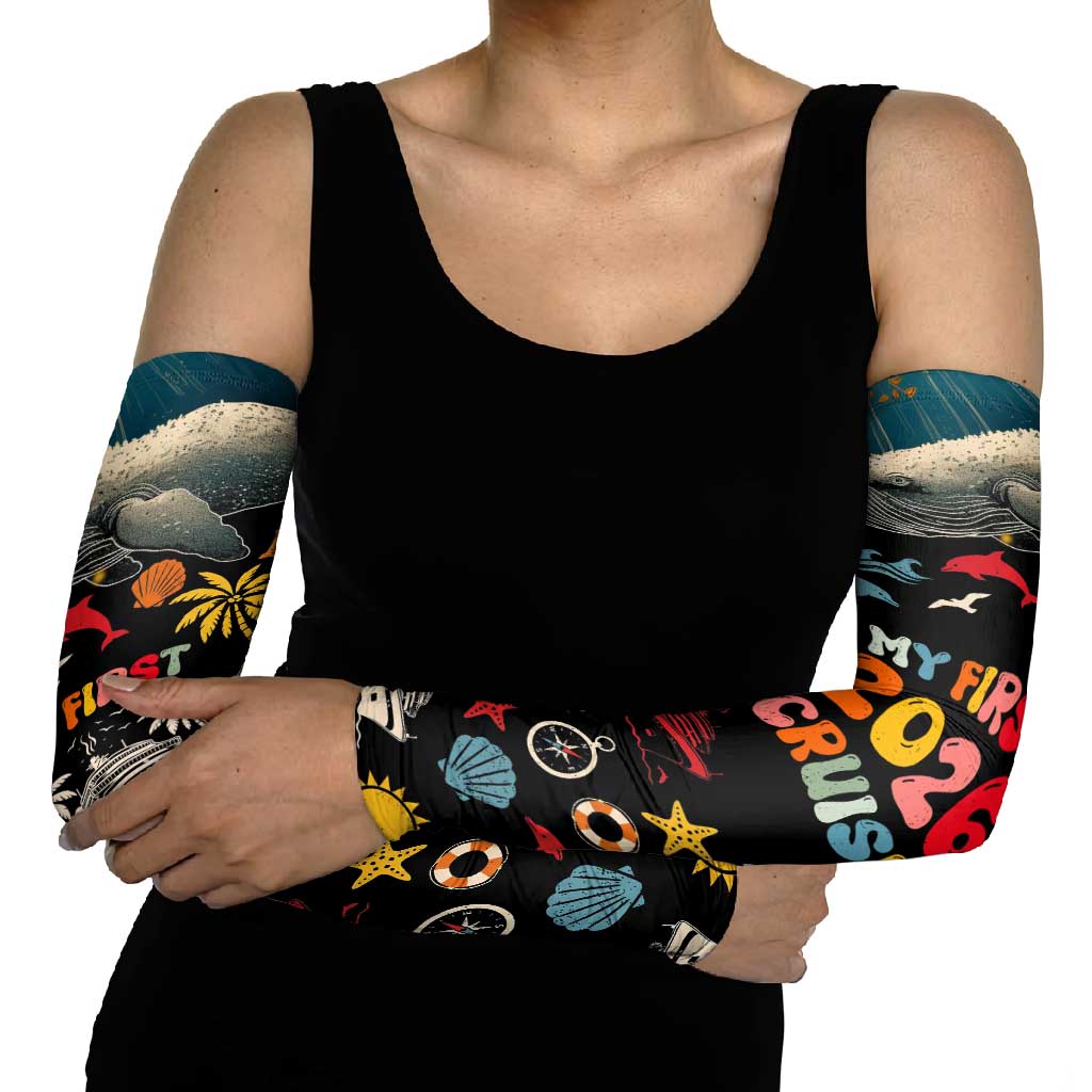 My First Cruise 2026 Arm Sleeves Vacation Groovy Family Cruise Ship