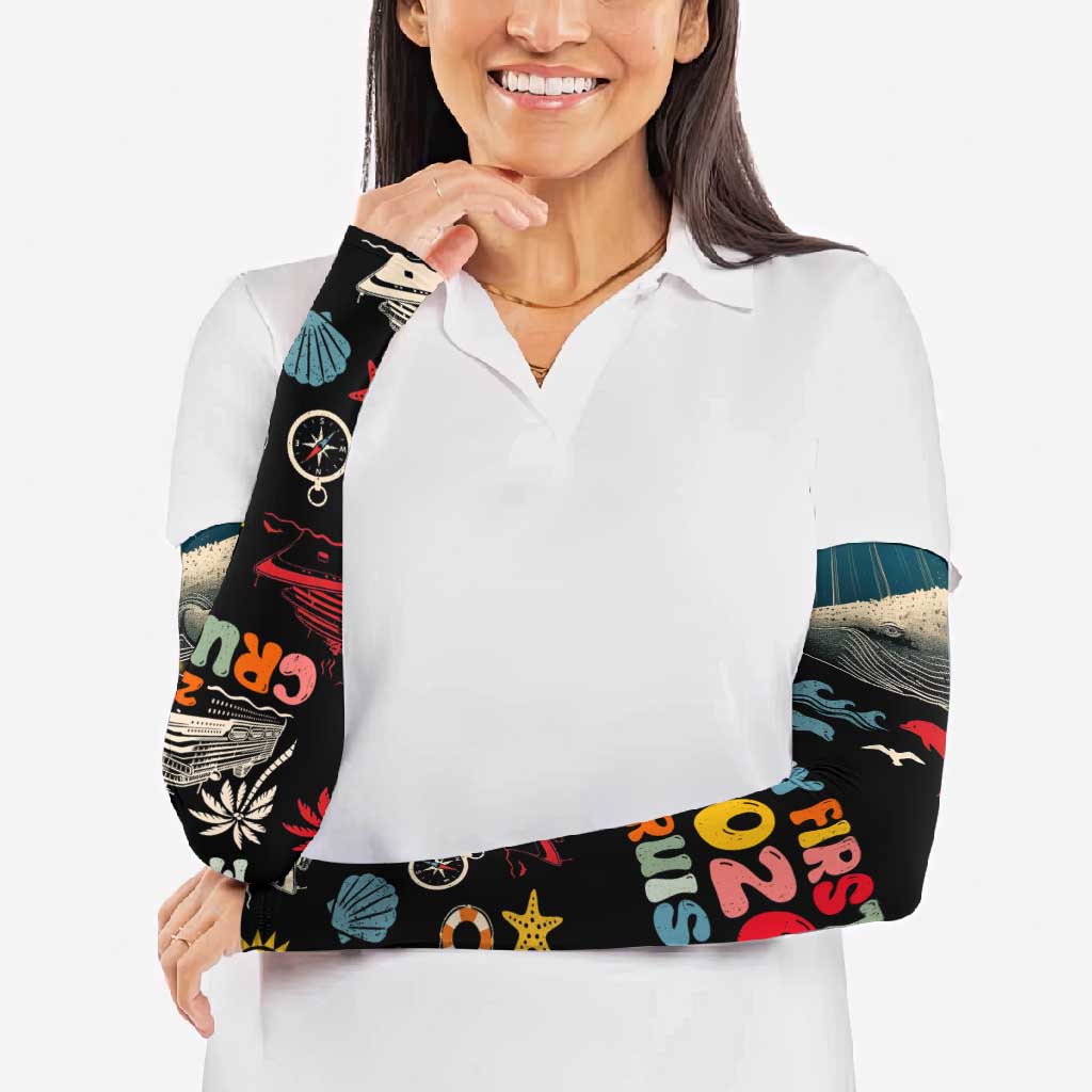 My First Cruise 2026 Arm Sleeves Vacation Groovy Family Cruise Ship