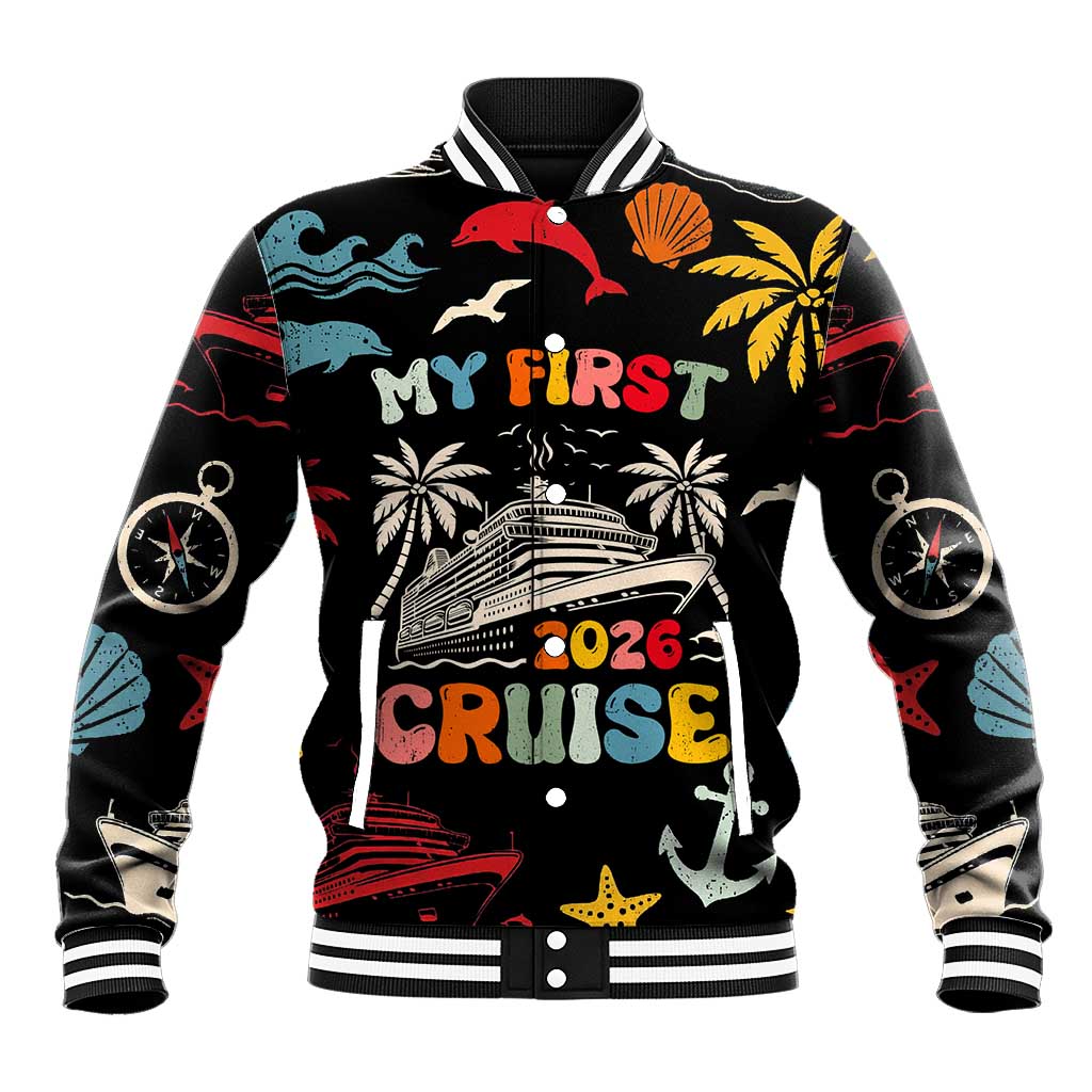 My First Cruise 2026 Baseball Jacket Vacation Groovy Family Cruise Ship