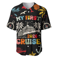 My First Cruise 2026 Baseball Jersey Vacation Groovy Family Cruise Ship