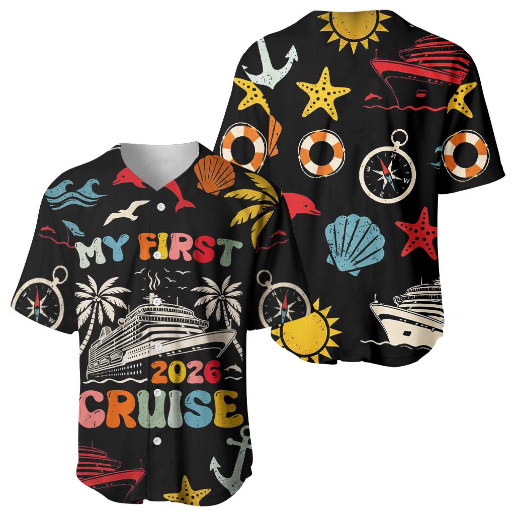 My First Cruise 2026 Baseball Jersey Vacation Groovy Family Cruise Ship