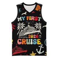 My First Cruise 2026 Basketball Jersey Vacation Groovy Family Cruise Ship