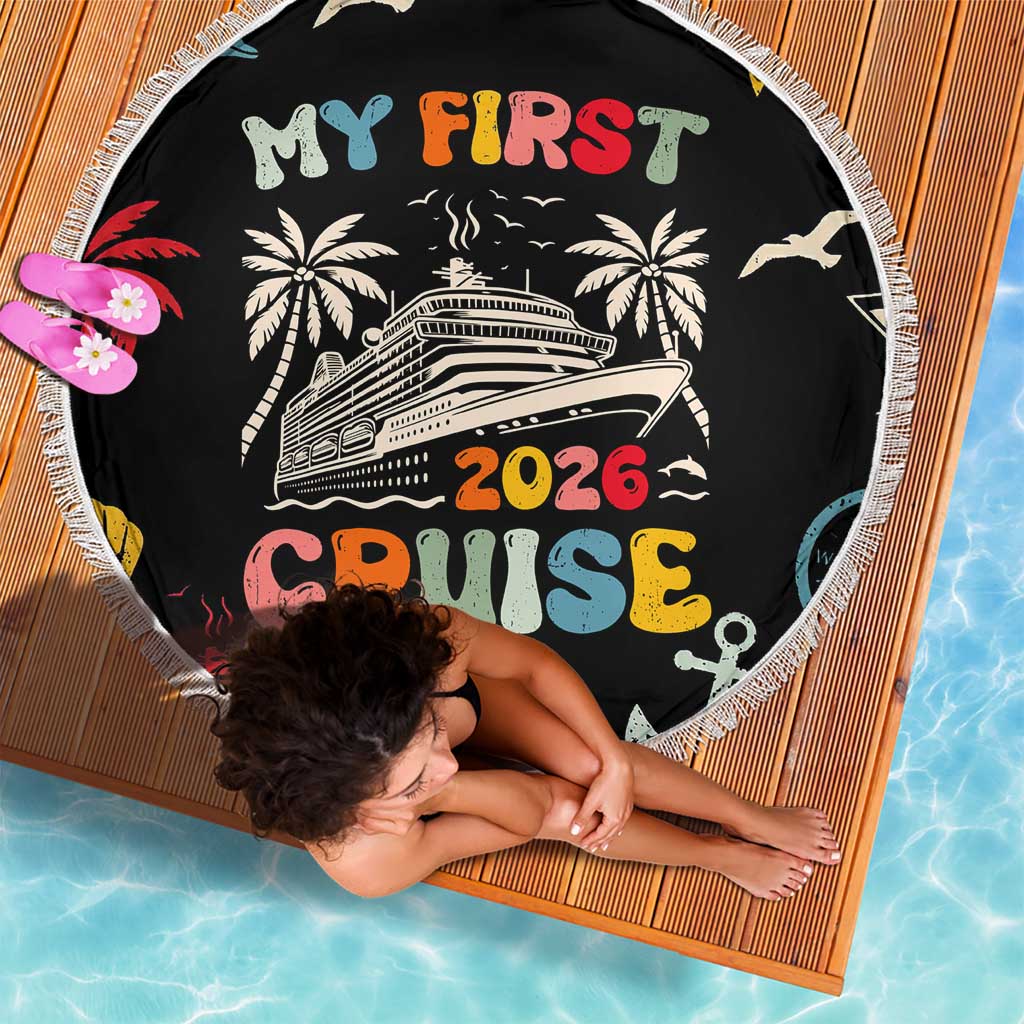 My First Cruise 2026 Beach Blanket Vacation Groovy Family Cruise Ship