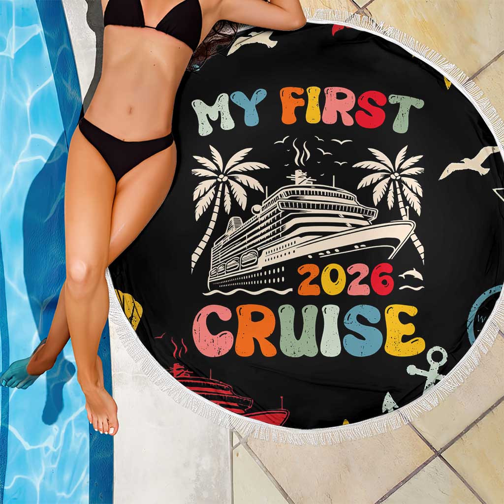 My First Cruise 2026 Beach Blanket Vacation Groovy Family Cruise Ship
