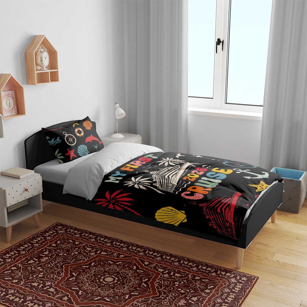 My First Cruise 2026 Bedding Set Vacation Groovy Family Cruise Ship