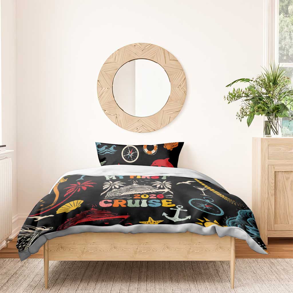 My First Cruise 2026 Bedding Set Vacation Groovy Family Cruise Ship