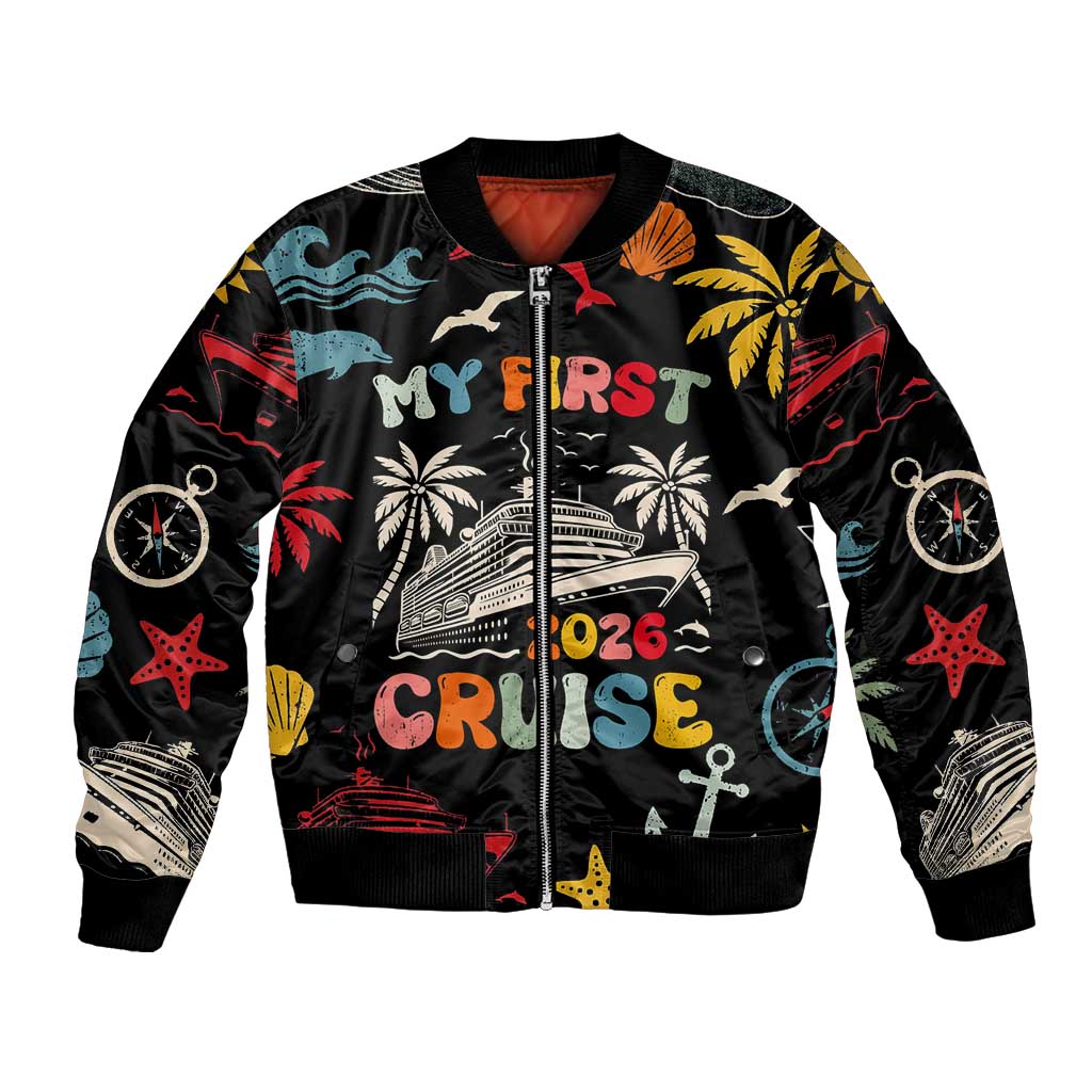 My First Cruise 2026 Bomber Jacket Vacation Groovy Family Cruise Ship