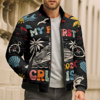 My First Cruise 2026 Bomber Puffer Jacket Vacation Groovy Family Cruise Ship