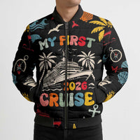 My First Cruise 2026 Bomber Puffer Jacket Vacation Groovy Family Cruise Ship