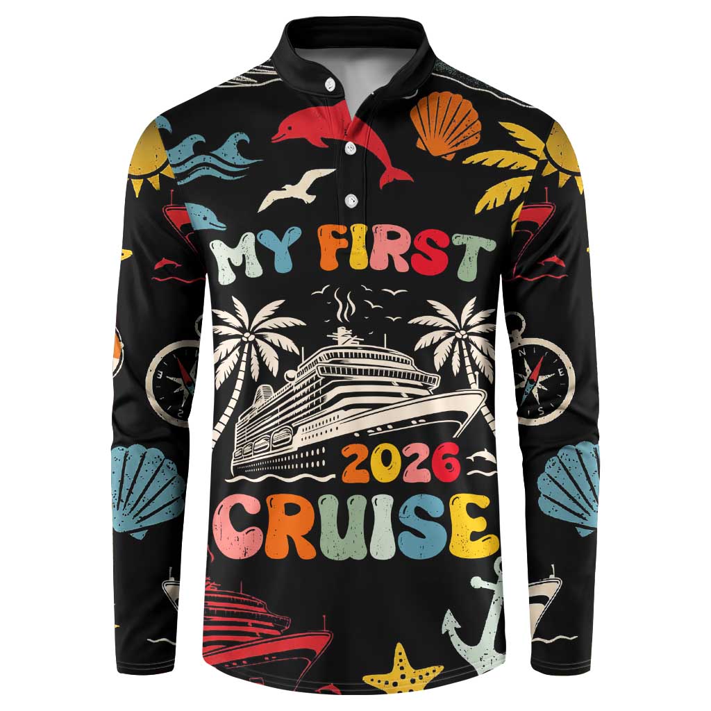 My First Cruise 2026 Button Sweatshirt Vacation Groovy Family Cruise Ship