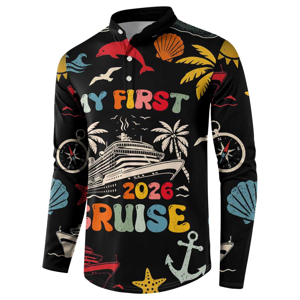 My First Cruise 2026 Button Sweatshirt Vacation Groovy Family Cruise Ship