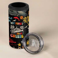 My First Cruise 2026 4 in 1 Can Cooler Tumbler Vacation Groovy Family Cruise Ship