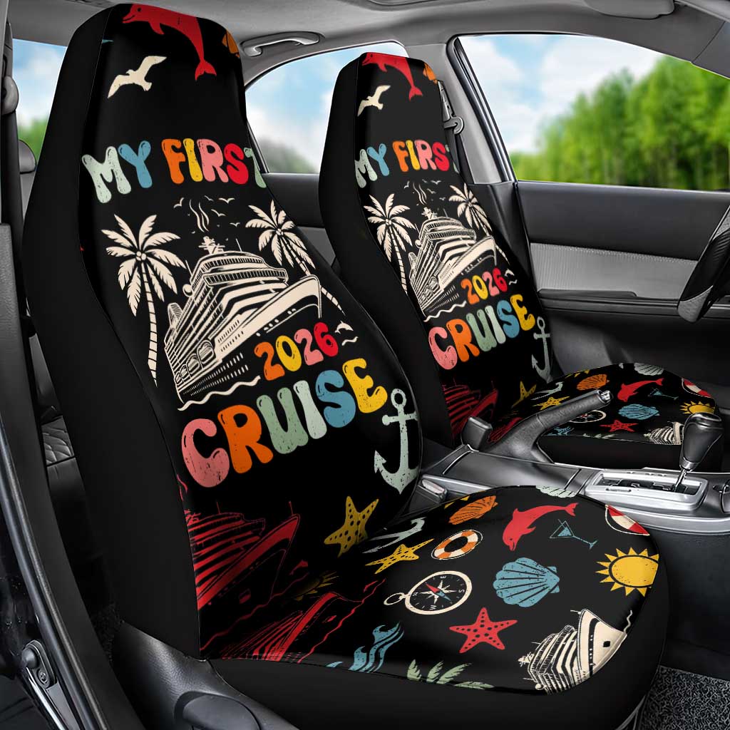 My First Cruise 2026 Car Seat Cover Vacation Groovy Family Cruise Ship