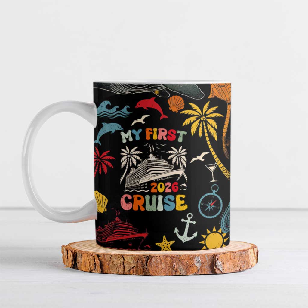 My First Cruise 2026 Ceramic Mug Vacation Groovy Family Cruise Ship