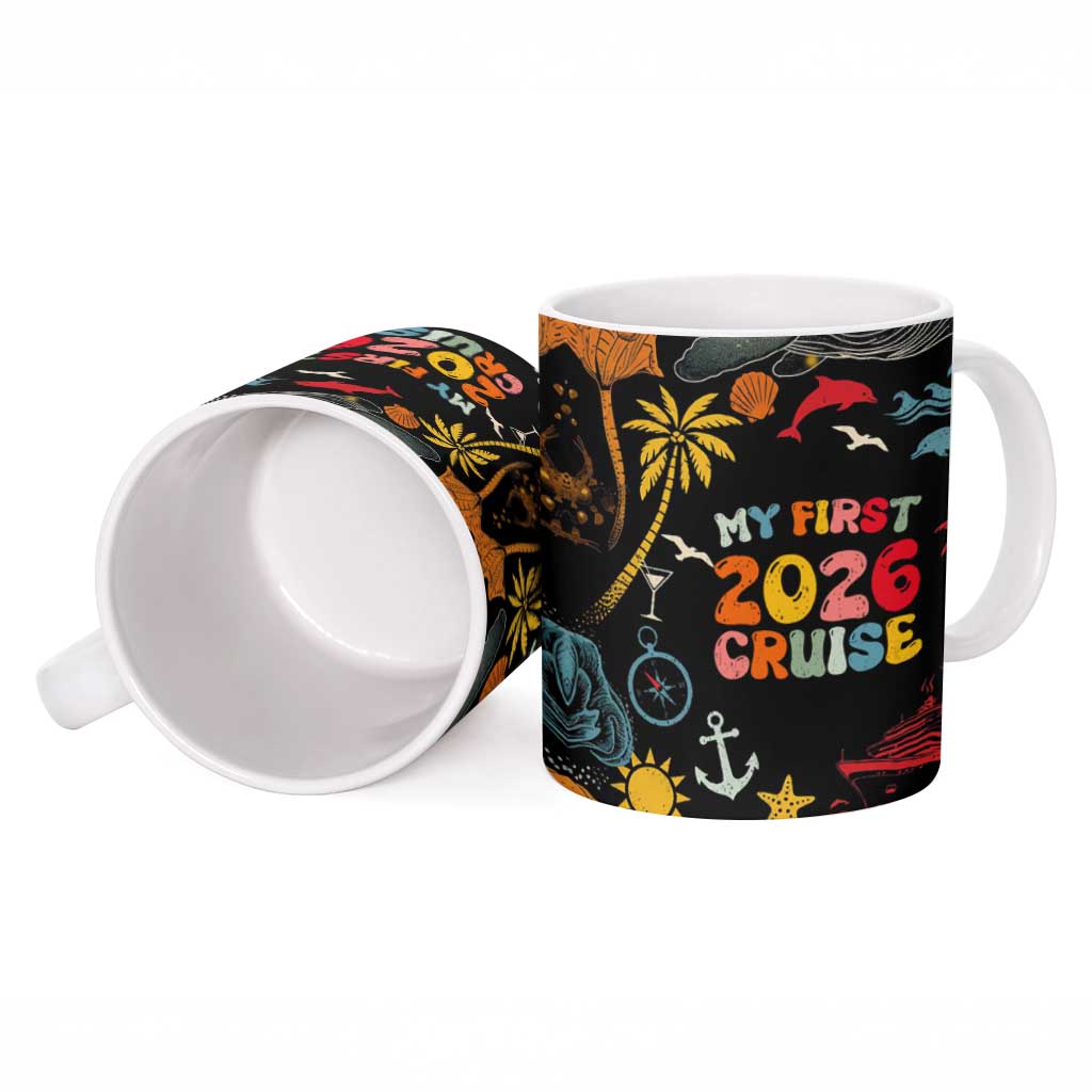 My First Cruise 2026 Ceramic Mug Vacation Groovy Family Cruise Ship