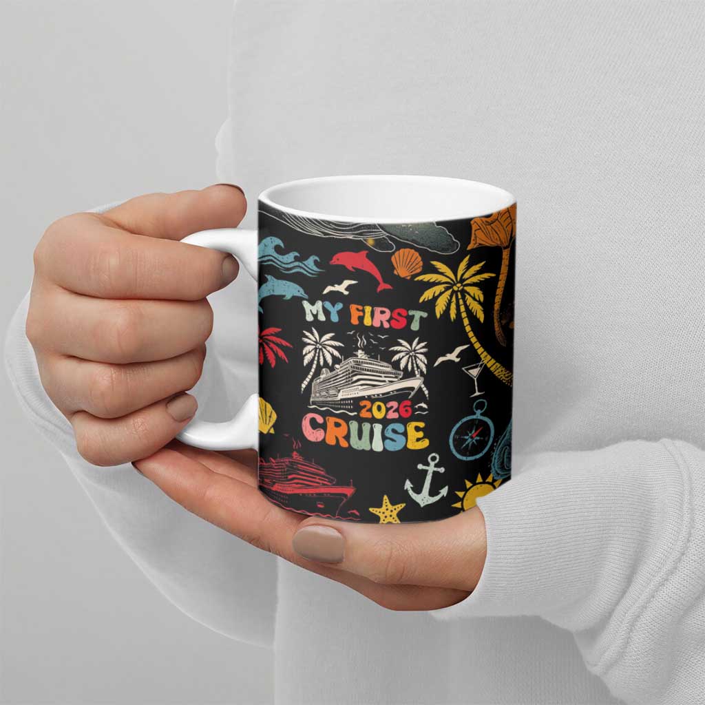 My First Cruise 2026 Ceramic Mug Vacation Groovy Family Cruise Ship
