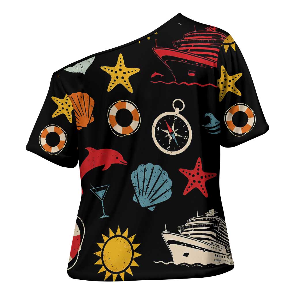 My First Cruise 2026 Cross Shoulder Shirt Vacation Groovy Family Cruise Ship