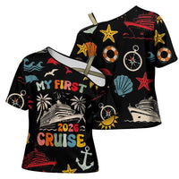 My First Cruise 2026 Cross Shoulder Shirt Vacation Groovy Family Cruise Ship
