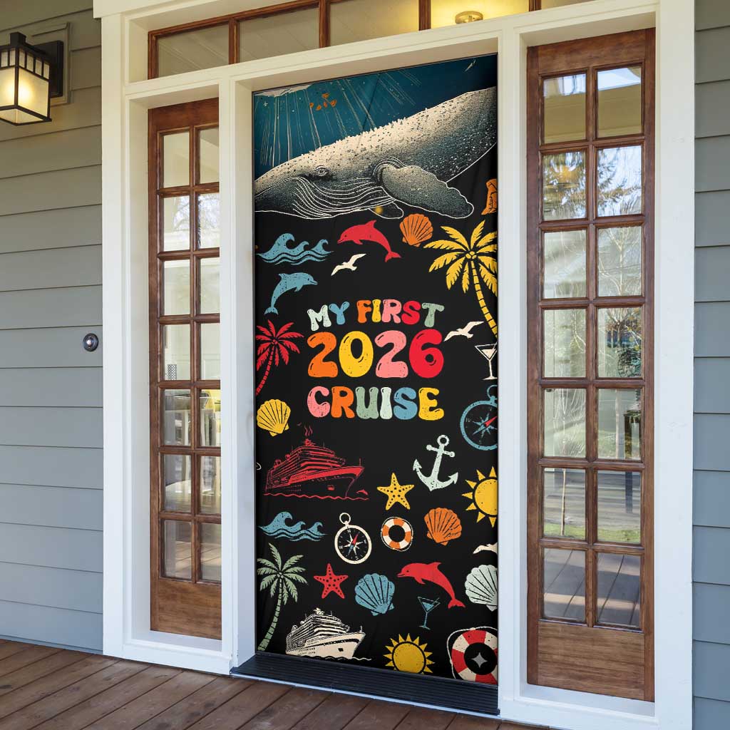 My First Cruise 2026 Door Cover Vacation Groovy Family Cruise Ship