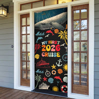 My First Cruise 2026 Door Cover Vacation Groovy Family Cruise Ship