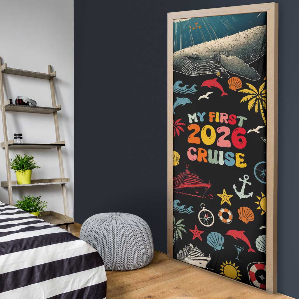 My First Cruise 2026 Door Cover Vacation Groovy Family Cruise Ship
