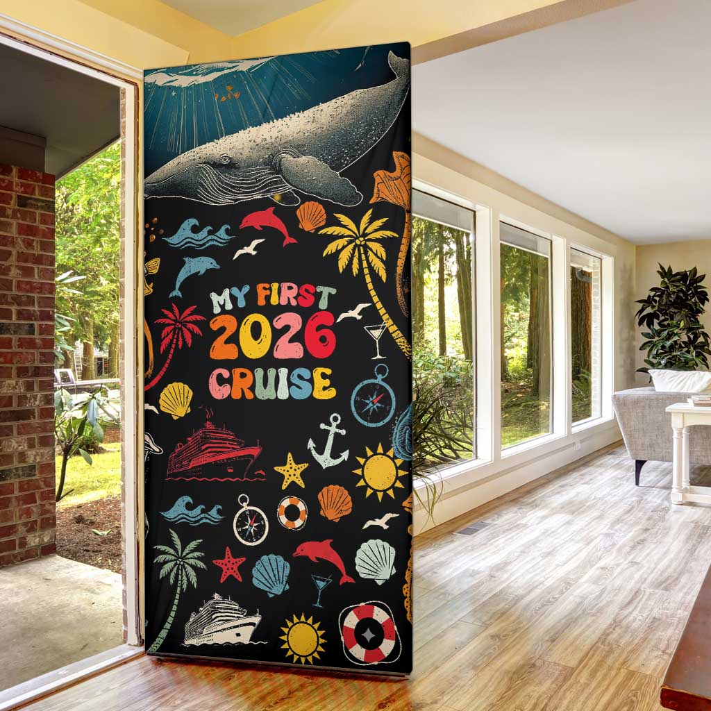 My First Cruise 2026 Door Cover Vacation Groovy Family Cruise Ship
