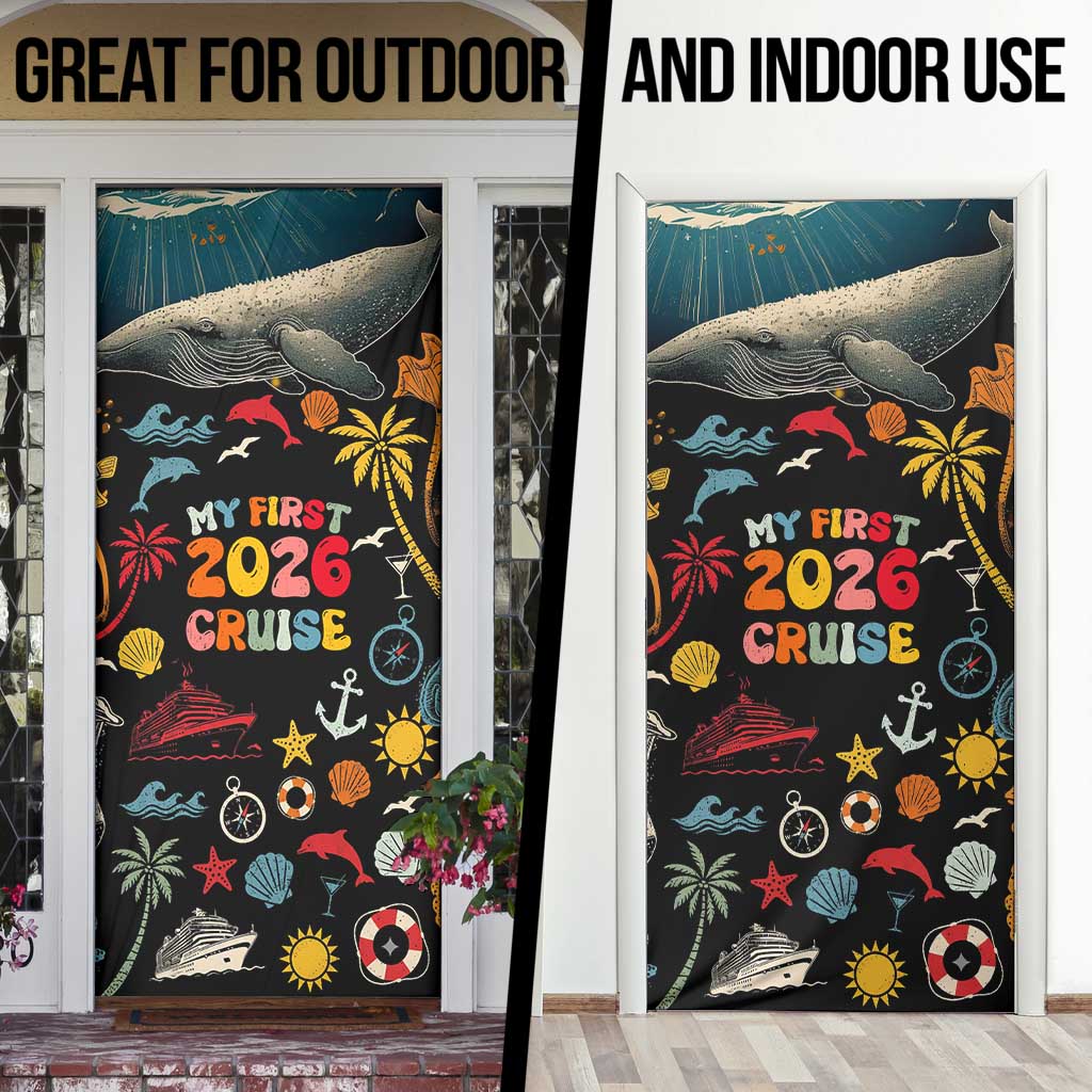 My First Cruise 2026 Door Cover Vacation Groovy Family Cruise Ship