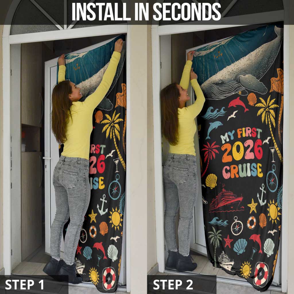My First Cruise 2026 Door Cover Vacation Groovy Family Cruise Ship