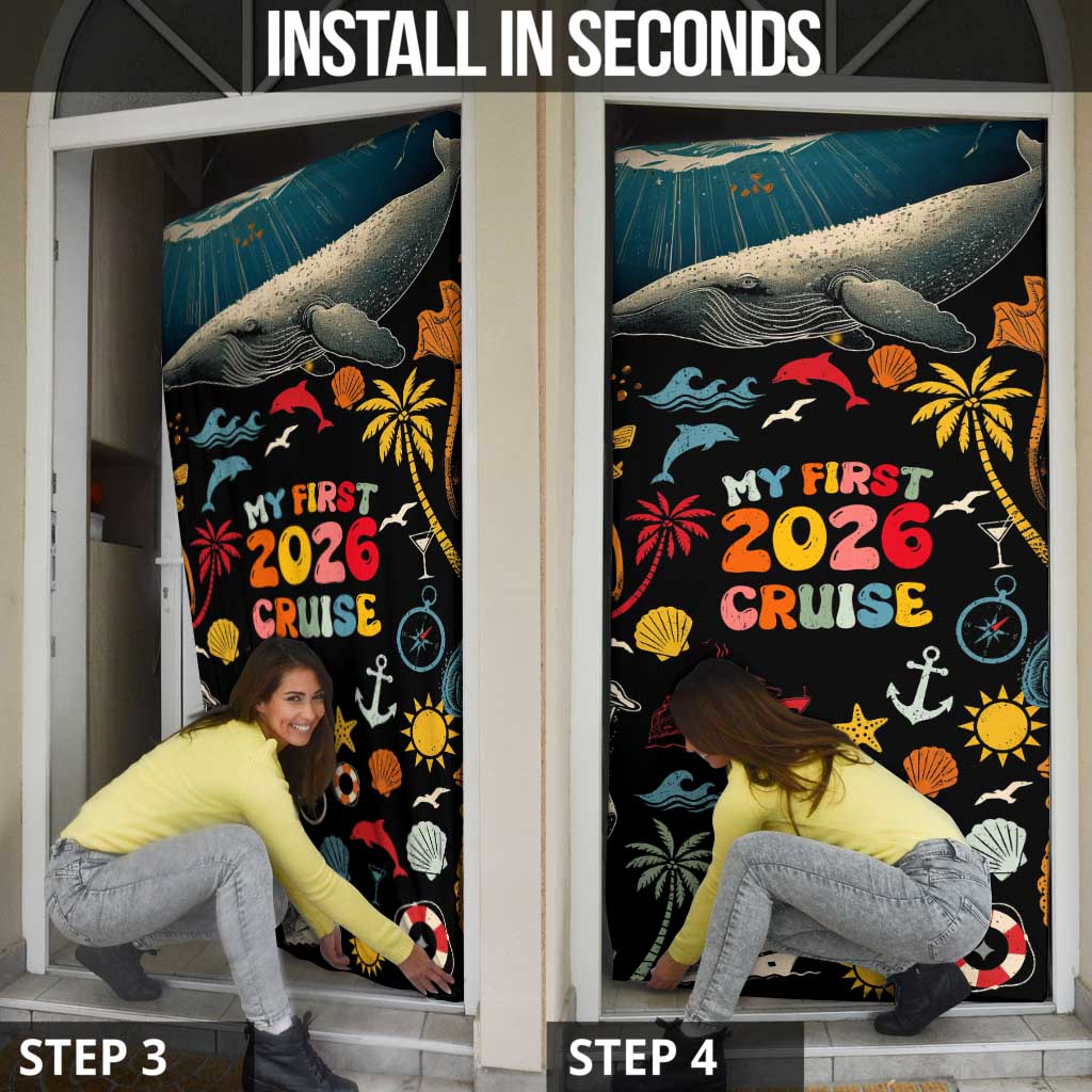 My First Cruise 2026 Door Cover Vacation Groovy Family Cruise Ship