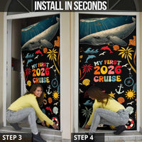 My First Cruise 2026 Door Cover Vacation Groovy Family Cruise Ship