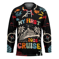 My First Cruise 2026 Hockey Jersey Vacation Groovy Family Cruise Ship