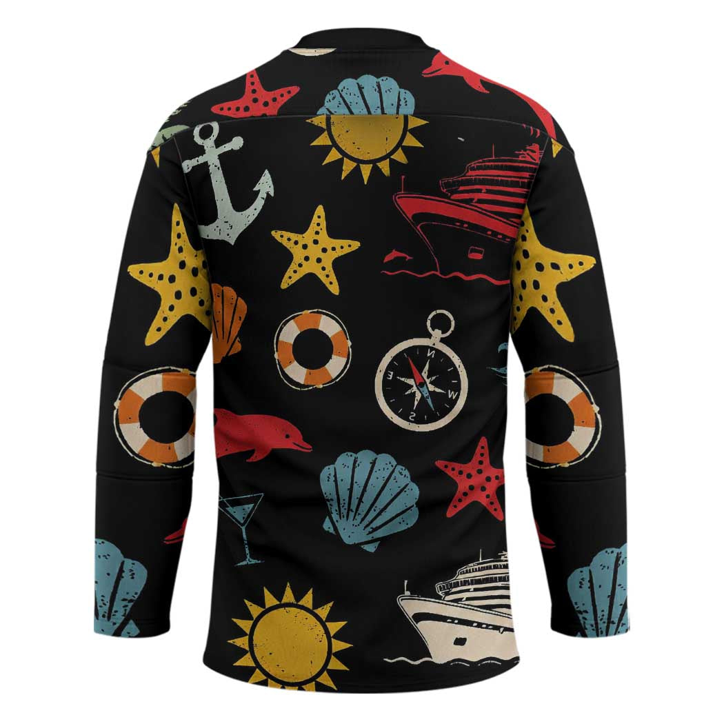 My First Cruise 2026 Hockey Jersey Vacation Groovy Family Cruise Ship
