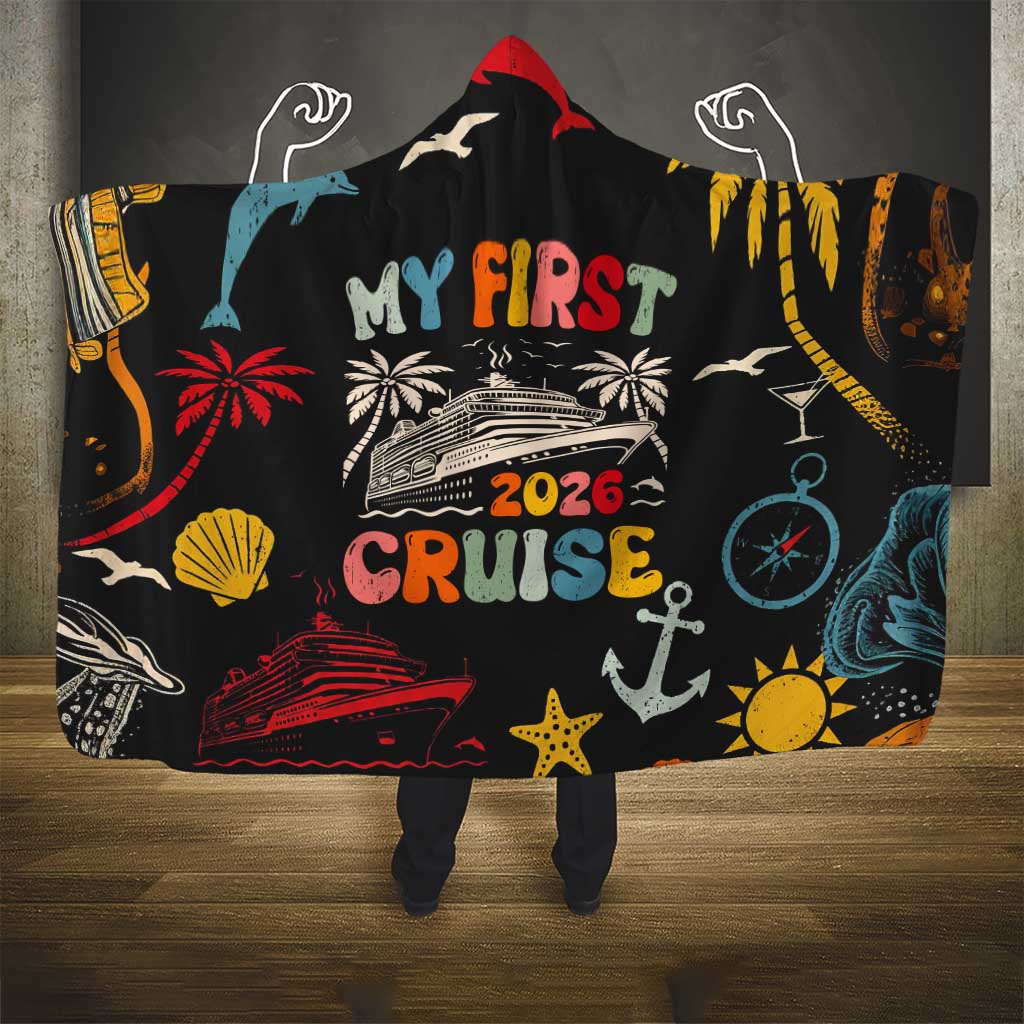 My First Cruise 2026 Hooded Blanket Vacation Groovy Family Cruise Ship