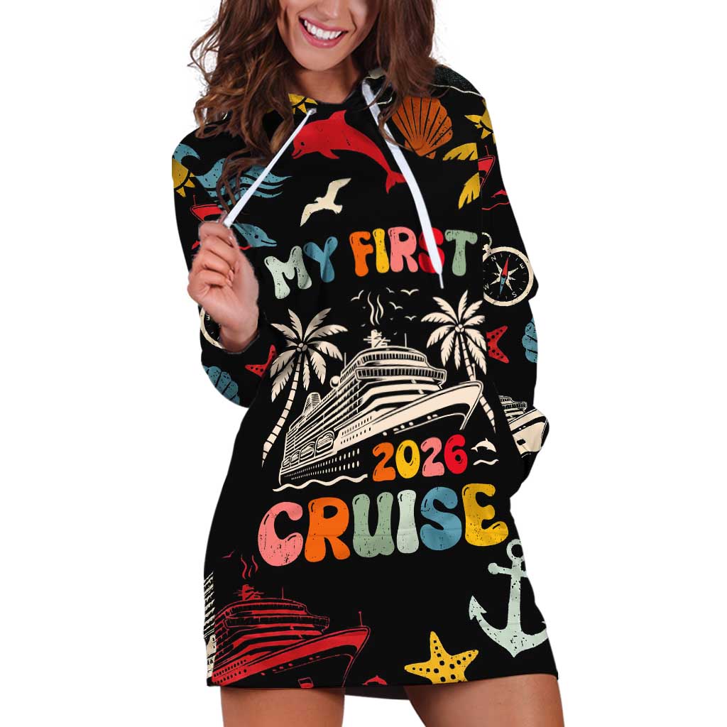 My First Cruise 2026 Hoodie Dress Vacation Groovy Family Cruise Ship