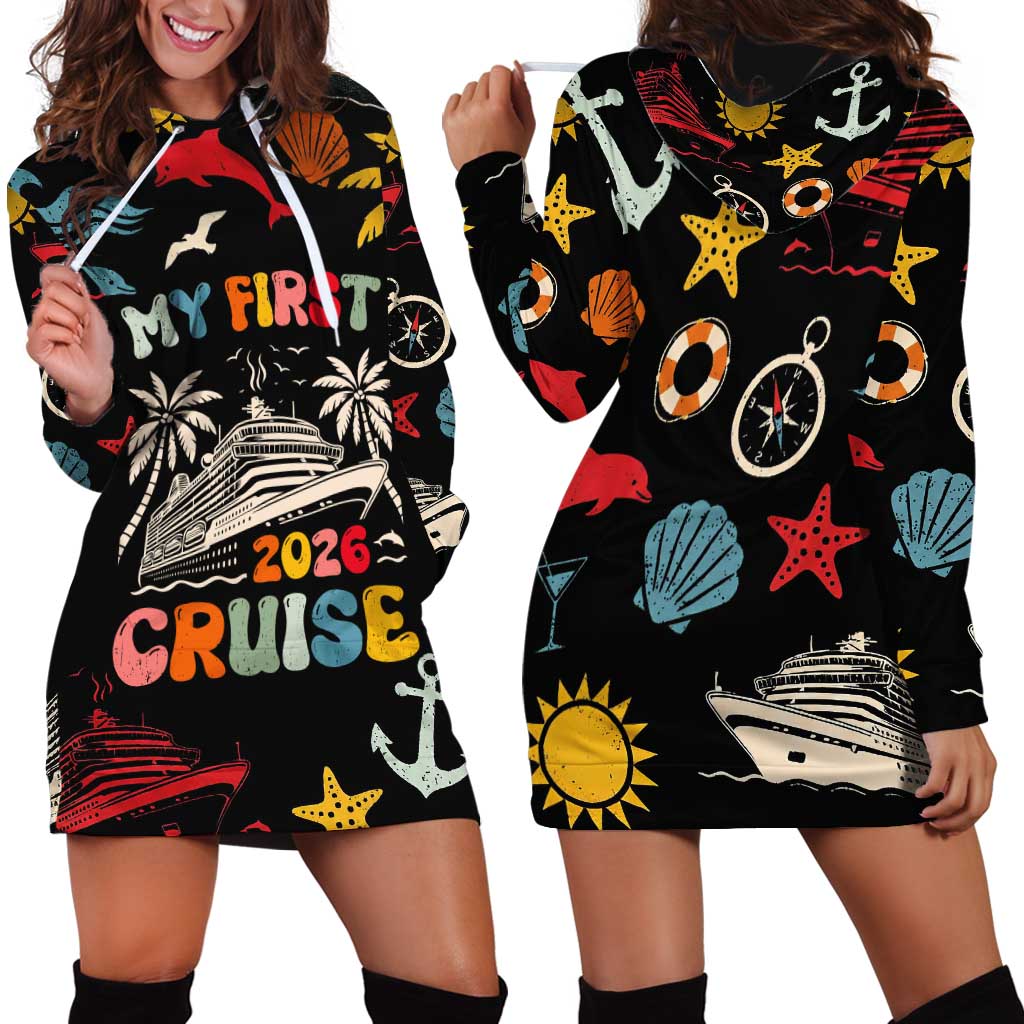 My First Cruise 2026 Hoodie Dress Vacation Groovy Family Cruise Ship