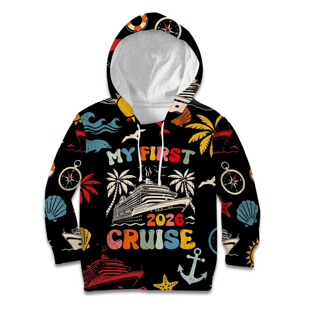 My First Cruise 2026 Kid Hoodie Vacation Groovy Family Cruise Ship
