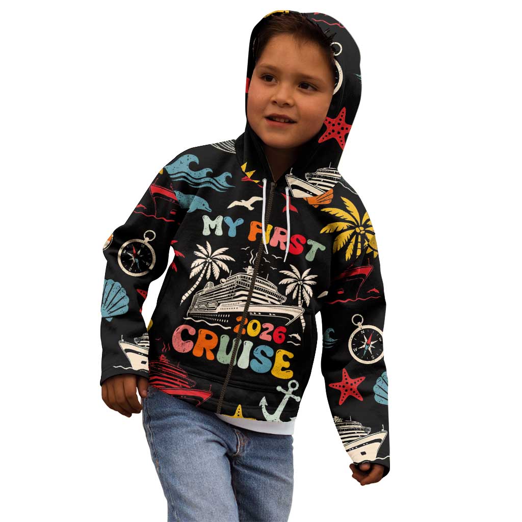 My First Cruise 2026 Kid Hoodie Vacation Groovy Family Cruise Ship