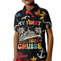 My First Cruise 2026 Kid Polo Shirt Vacation Groovy Family Cruise Ship
