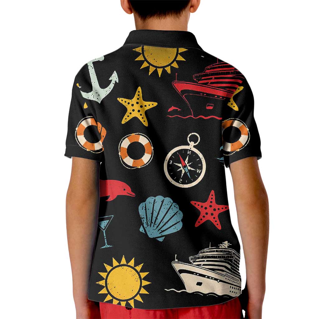 My First Cruise 2026 Kid Polo Shirt Vacation Groovy Family Cruise Ship