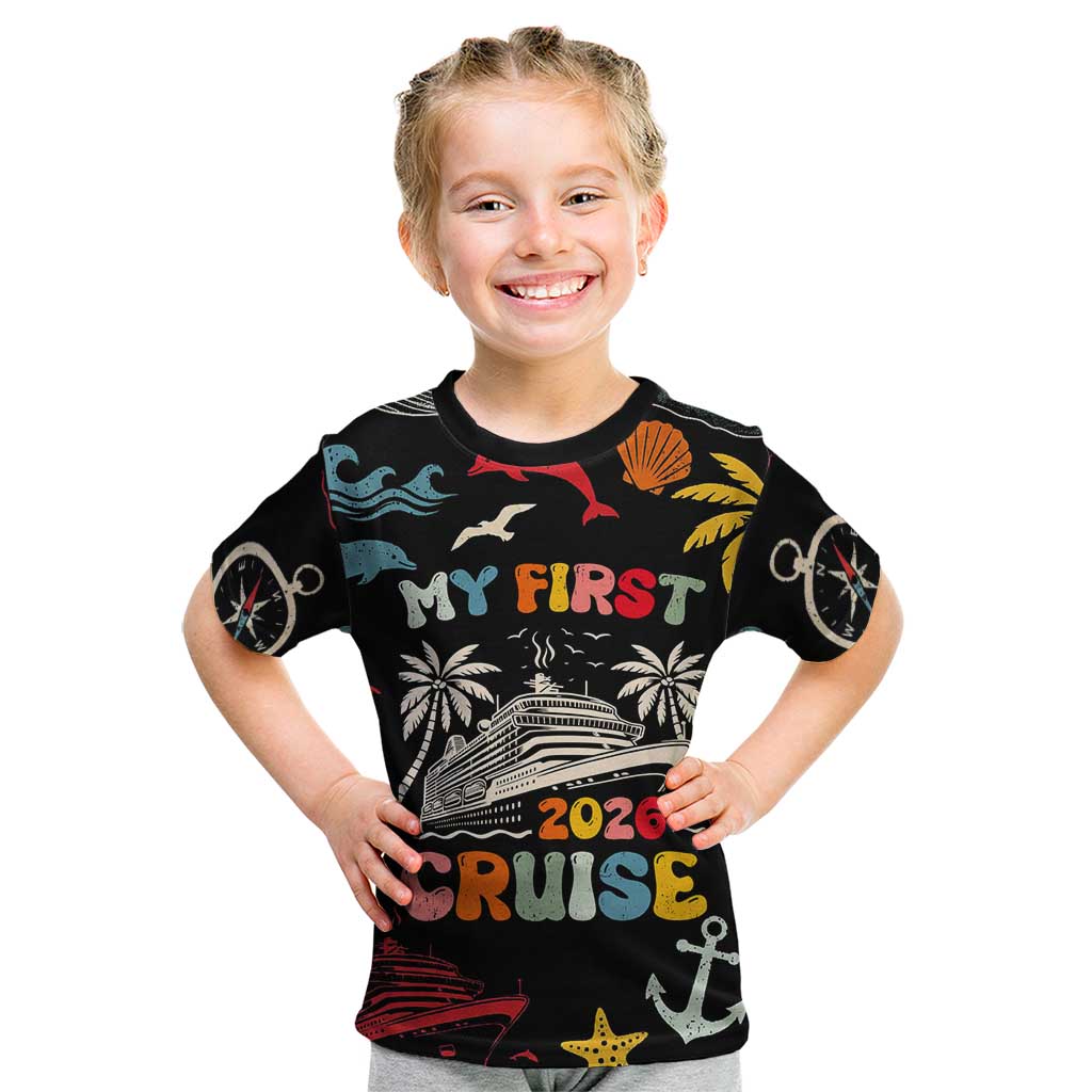 My First Cruise 2026 Kid T Shirt Vacation Groovy Family Cruise Ship