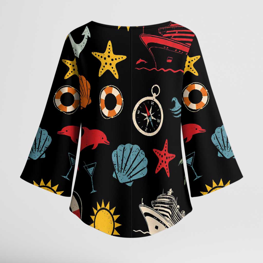 My First Cruise 2026 Kimono Sleeve Blouse Vacation Groovy Family Cruise Ship