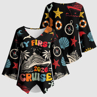 My First Cruise 2026 Kimono Sleeve Blouse Vacation Groovy Family Cruise Ship