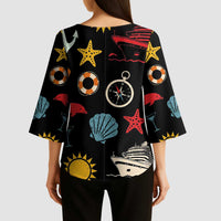 My First Cruise 2026 Kimono Sleeve Blouse Vacation Groovy Family Cruise Ship