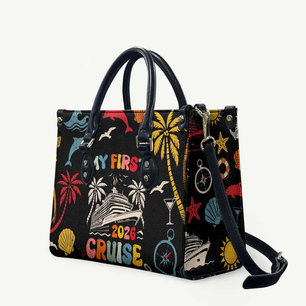 My First Cruise 2026 Leather Bag Vacation Groovy Family Cruise Ship