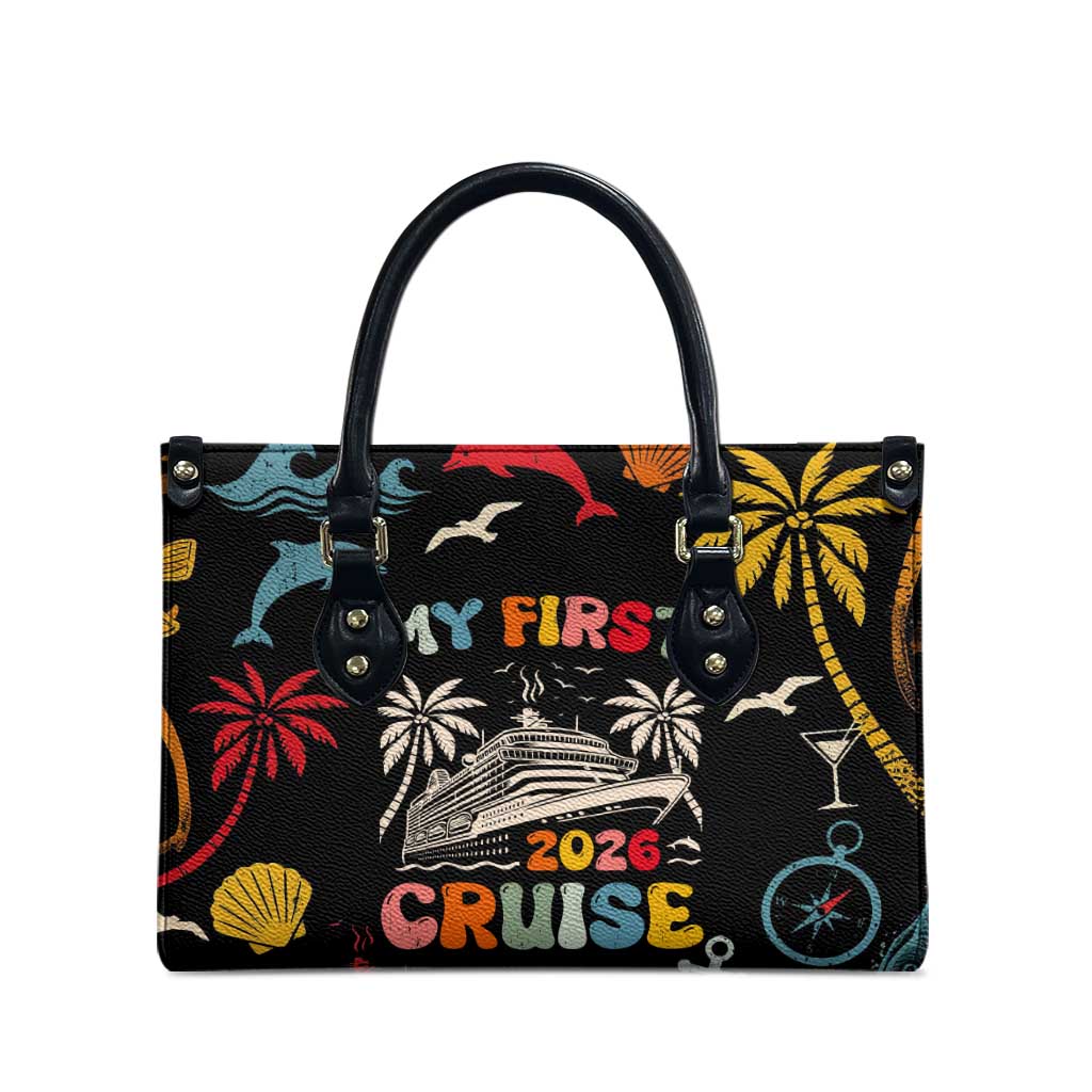 My First Cruise 2026 Leather Bag Vacation Groovy Family Cruise Ship