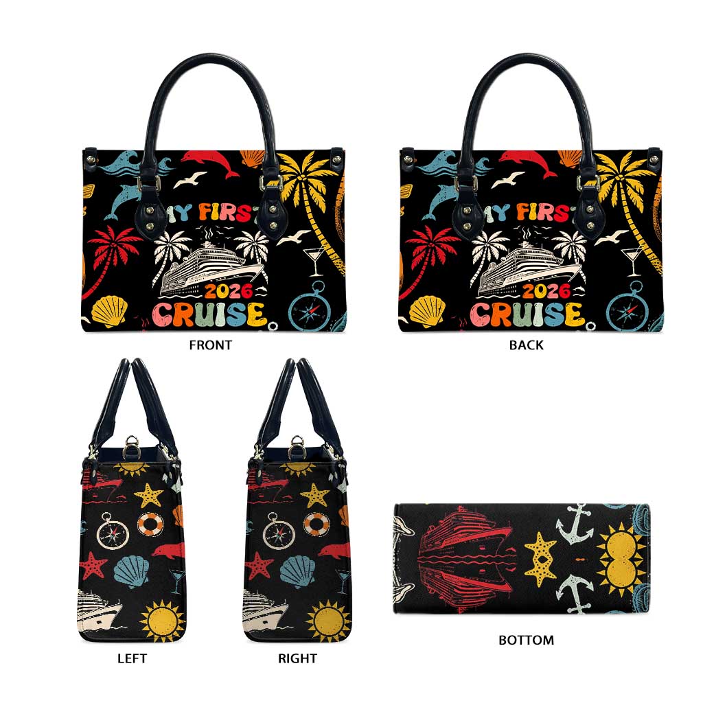 My First Cruise 2026 Leather Bag Vacation Groovy Family Cruise Ship