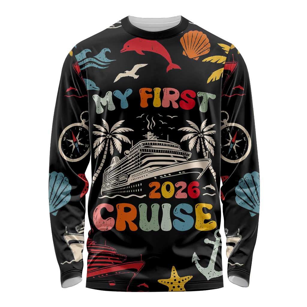 My First Cruise 2026 Long Sleeve Shirt Vacation Groovy Family Cruise Ship