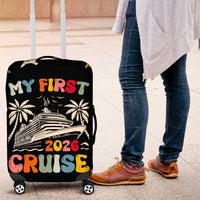 My First Cruise 2026 Luggage Cover Vacation Groovy Family Cruise Ship