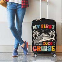 My First Cruise 2026 Luggage Cover Vacation Groovy Family Cruise Ship
